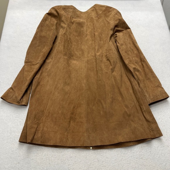 Ellos Jacket Womens 16 Brown Suede Leather Coat Western Boho Earthy Quiet Luxury - Picture 2 of 9